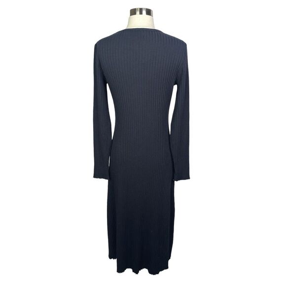 VINCE Ribbed Stretchy Knit Long-Sleeve Crew Neck Dress - Coastal Blue - Medium - Picture 5 of 7